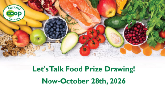Let’s Talk Food Cover image with many food types. Text that reads Win prizes now-Oct 28.