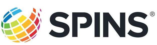 SPINS word and logo on a white background